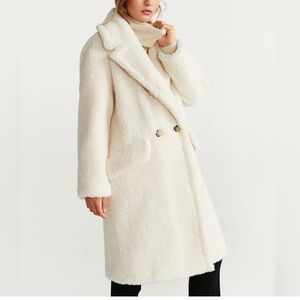 Mango Cream Faux Sherling coat